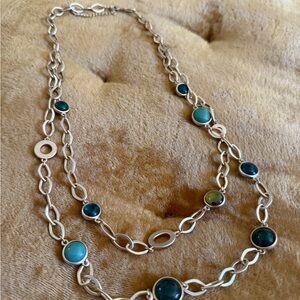 Bronze and Blue Gemstone Necklace